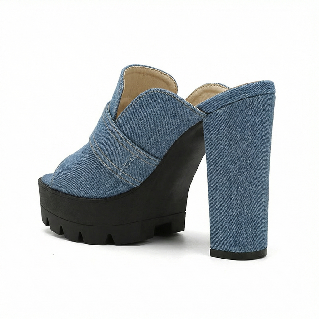 Sloane Denim Platform Mules